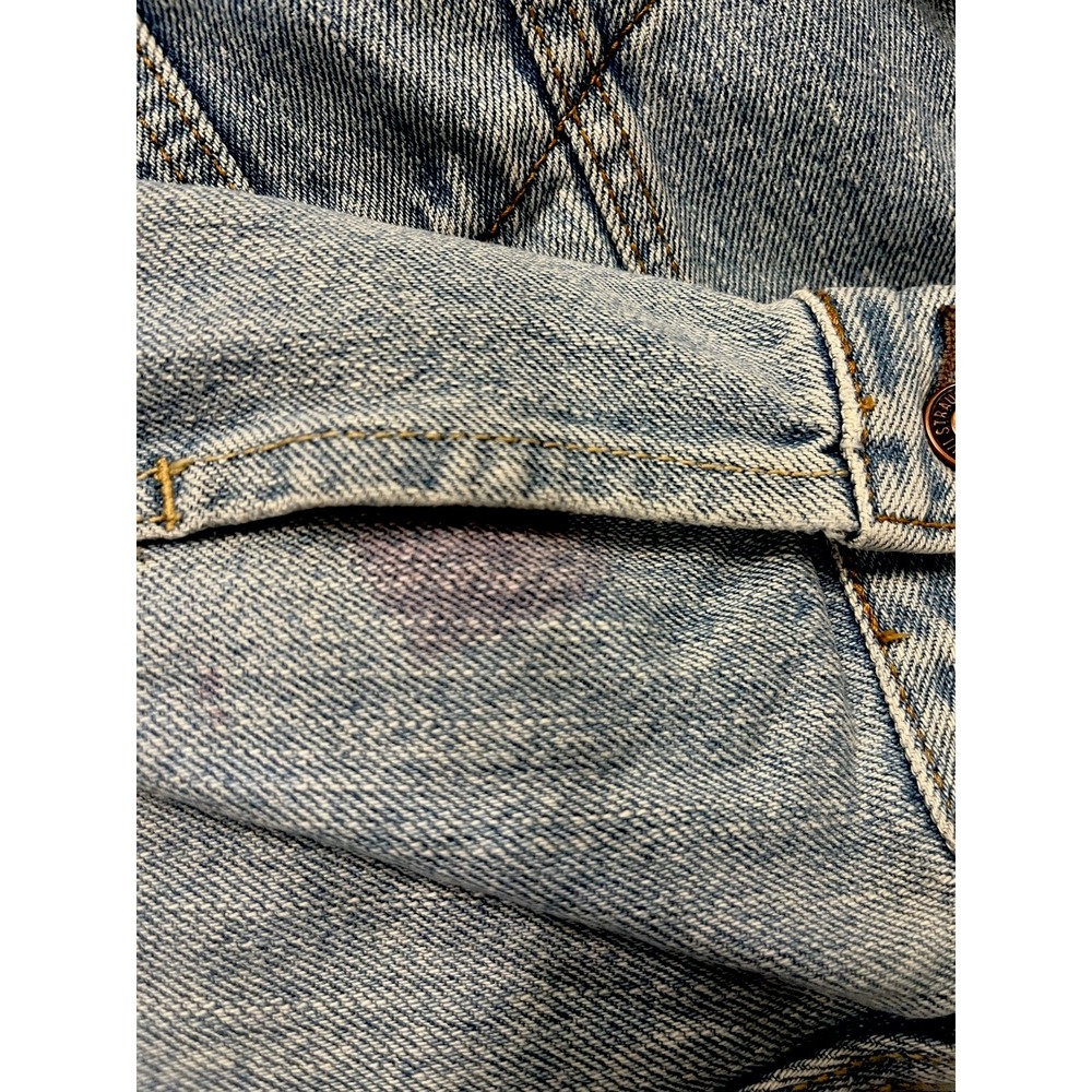 Levi Strauss Signature Denim Trucker Jacket Size XL Blue Cotton Small Flaw Pics - Picture 6 of 7